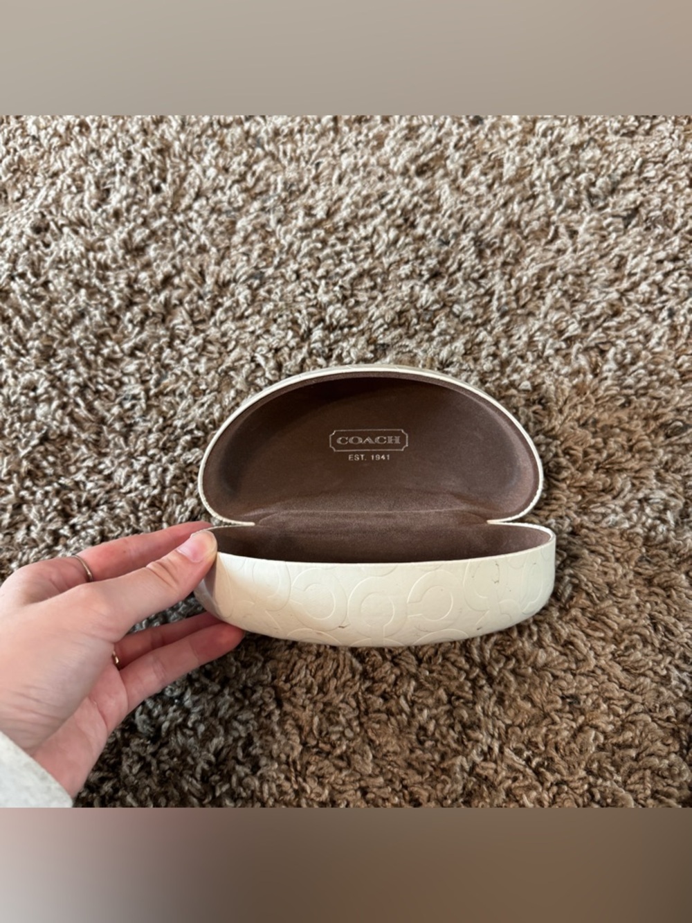 Coach White Embossed Sunglass Case